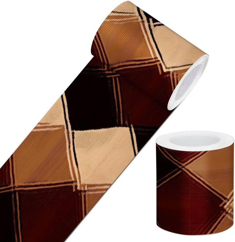 IVN Wallpaper Border Peel and Stick PVC Argyle Diamond Pattern 4x196 Inch for Living Room Bedroom Hallway Wall Accent - Image 1